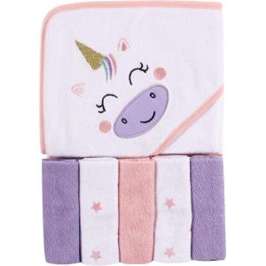 imageLuvable Friends Unisex Baby Hooded Towel with Five Washcloths CottonPolyesterIkat Elephant One SizeUnicorn