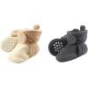 imageLuvable Friends Boy Cozy Fleece Booties 2Pack Cream Tan Charcoal 1218 Months