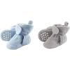 imageLuvable Friends Boy Cozy Fleece Booties 2Pack Light Blue Neutral Gray 06 Months