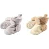 imageLuvable Friends Girl Cozy Fleece Booties 2Pack Gray Cream Tan 06 Months