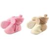 imageLuvable Friends Girl Cozy Fleece Booties 2Pack Light Pink Cream Tan 612 Months