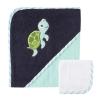 imageLuvable Friends Unisex Baby Cotton Hooded Towel and Washcloth Floral One SizeTurtle
