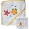 imageLuvable Friends Unisex Baby Cotton Hooded Towel and Washcloth Floral One SizeYellow