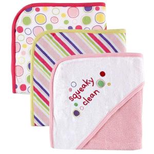 imageLuvable Friends 3Pack Embroidered Sayings Hooded Towels  Pink