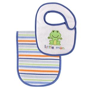 imageLuvable Friends Baby Bib and Burp Cloth Set PinkBlue