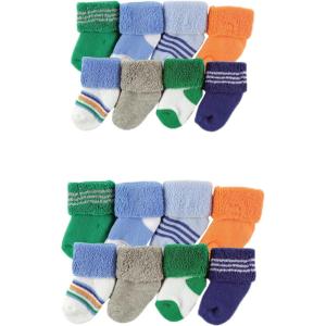 imageLuvable Friends Baby Grow with Me Cotton Terry SocksBlue Green 16pack