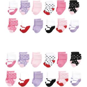 imageLuvable Friends Baby Grow with Me Cotton Terry SocksCoral Lilac Mary Janes