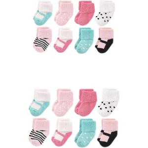 imageLuvable Friends Baby Grow with Me Cotton Terry SocksMint Pink Mary Janes 16pack