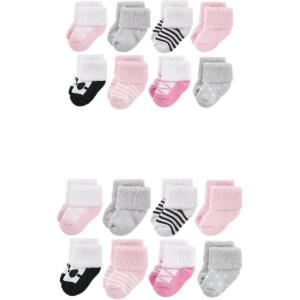 imageLuvable Friends Baby Grow with Me Cotton Terry SocksPink Black Ballet 16pack