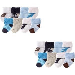imageLuvable Friends Baby Newborn and Baby Terry Socks MultipackBlue Brown 16piece