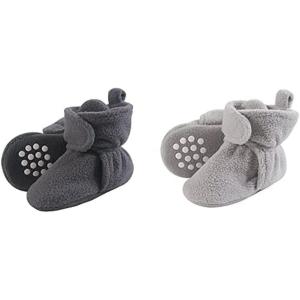 imageLuvable Friends Boy Cozy Fleece Booties 2Pack Charcoal Neutral Gray 06 Months