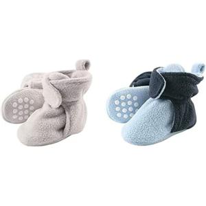 imageLuvable Friends Boy Cozy Fleece Booties 2Pack Gray Light Blue Navy 612 Months