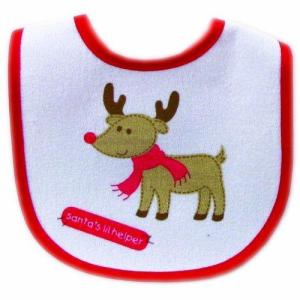 imageLuvable Friends Christmas Printed Bib Red Trim  Santas Little HelperRed Trim  Santas Little Helper