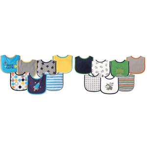 imageLuvable Friends Cotton Terry Drooler Bibs with PEVA Back Pink Balloon and LadybugBlue Rocket