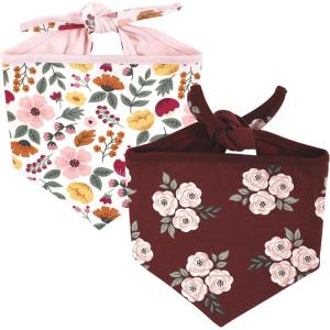 imageLuvable Friends Dog Reversible Pet Dog and Cat Bandana Bibs 2pk Botanical Leopard One SizeBotanical Burgundy Floral