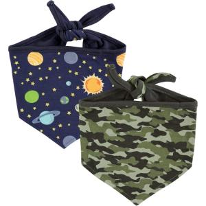 imageLuvable Friends Dog Reversible Pet Dog and Cat Bandana Bibs 2pk Botanical Leopard One SizeSpace Camo