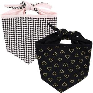 imageLuvable Friends Dog Reversible Pet Dog and Cat Bandana Bibs 2pk Houndstooth Hearts One Size
