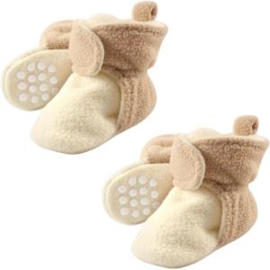 imageLuvable Friends Fleece Toddler Non Skid Slipper Booties 2 PackCreamTan