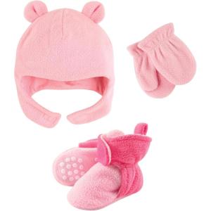 imageLuvable Friends Fleece Winter Hat Mittens and Booties SetDark Pink