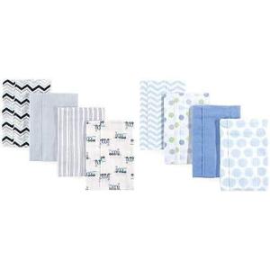 imageLuvable Friends Girl Cotton Flannel Burp Cloth 8Pack Elephant Basic ElephantTrain Blue