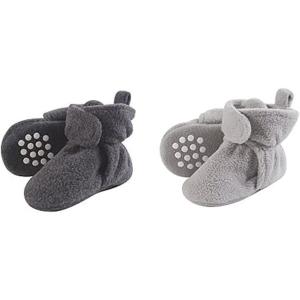 imageLuvable Friends Girl Cozy Fleece Booties 2Pack Charcoal Heather Neutral Gray 1218 Months