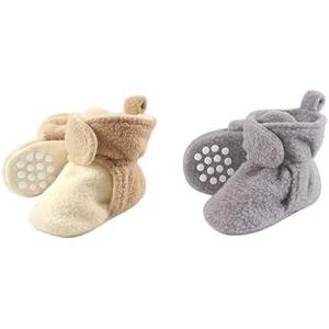 imageLuvable Friends Girl Cozy Fleece Booties 2Pack Cream Tan Heather Gray 1824 Months