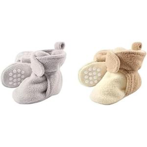 imageLuvable Friends Girl Cozy Fleece Booties 2Pack Gray Cream Tan 06 Months
