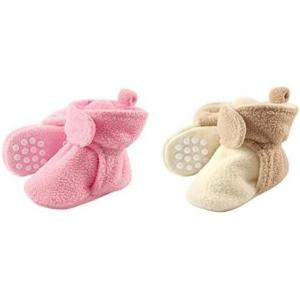 imageLuvable Friends Girl Cozy Fleece Booties 2Pack Light Pink Cream Tan 612 Months