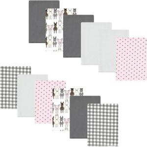 imageLuvable Friends Hudson Baby Flannel Burp Cloths 12pk SetBarn Pals Pink
