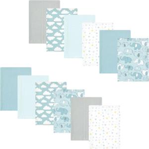 imageLuvable Friends Hudson Baby Flannel Burp Cloths 12pk SetBlue Elephant Journey