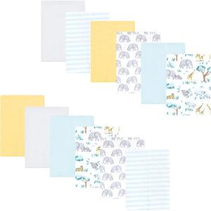 imageLuvable Friends Hudson Baby Flannel Burp Cloths 12pk SetBlue Jungle Safari