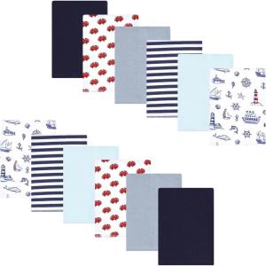 imageLuvable Friends Hudson Baby Flannel Burp Cloths 12pk SetCoastal Lighthouse