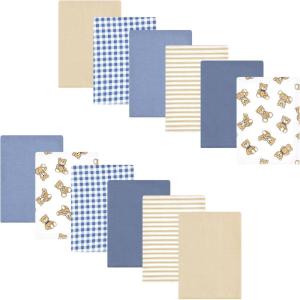 imageLuvable Friends Hudson Baby Flannel Burp Cloths 12pk SetDapper Bear