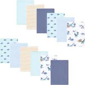 imageLuvable Friends Hudson Baby Flannel Burp Cloths 12pk SetDino Garden
