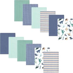 imageLuvable Friends Hudson Baby Flannel Burp Cloths 12pk SetDino Pals