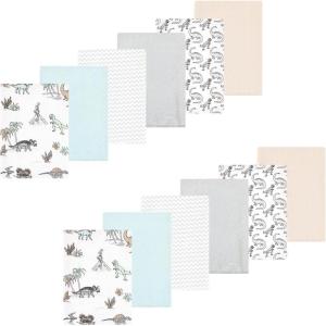 imageLuvable Friends Hudson Baby Flannel Burp Cloths 12pk SetGray Dinosaur Journey