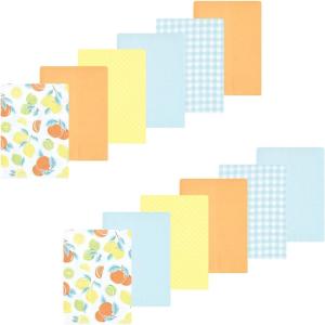 imageLuvable Friends Hudson Baby Flannel Burp Cloths 12pk SetPastel Citrus