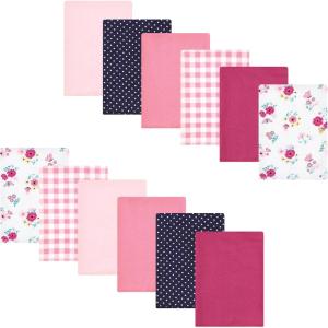 imageLuvable Friends Hudson Baby Flannel Burp Cloths 12pk SetPink Butterfly Meadow