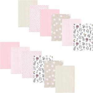 imageLuvable Friends Hudson Baby Flannel Burp Cloths 12pk SetPink Dandelion