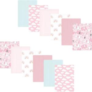 imageLuvable Friends Hudson Baby Flannel Burp Cloths 12pk SetPink Elephant Parade