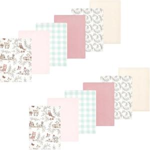 imageLuvable Friends Hudson Baby Flannel Burp Cloths 12pk SetPink Forest Friends