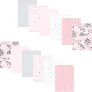imageLuvable Friends Hudson Baby Flannel Burp Cloths 12pk SetPink Princess