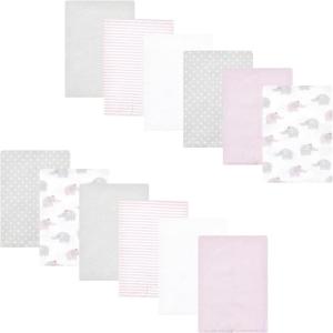 imageLuvable Friends Hudson Baby Flannel Burp Cloths 12pk SetPurple Elephants