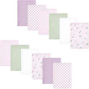 imageLuvable Friends Hudson Baby Flannel Burp Cloths 12pk SetPurple Floral