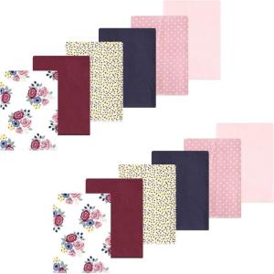 imageLuvable Friends Hudson Baby Flannel Burp Cloths 12pk SetRose Navy Bloom