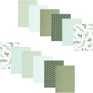 imageLuvable Friends Hudson Baby Flannel Burp Cloths 12pk SetSage Eucalyptus