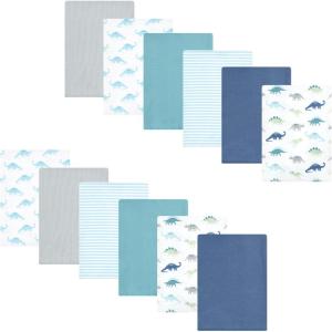 imageLuvable Friends Hudson Baby Flannel Burp Cloths 12pk SetSoft Dino