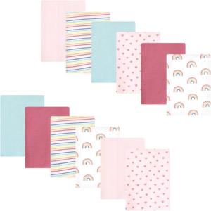 imageLuvable Friends Hudson Baby Flannel Burp Cloths 12pk SetSweet Rainbow
