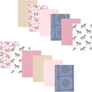 imageLuvable Friends Hudson Baby Flannel Burp Cloths 12pk SetWestern Cowgirl