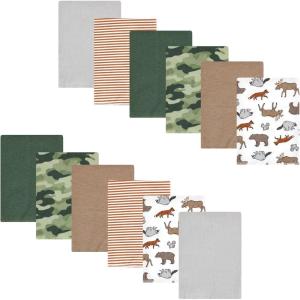 imageLuvable Friends Hudson Baby Flannel Burp Cloths 12pk SetWoodland Animal Adventure